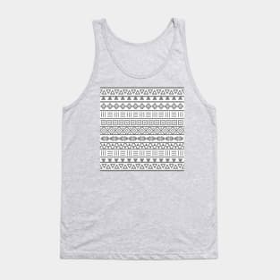 Aztec Influence Pattern Gray on White Tank Top